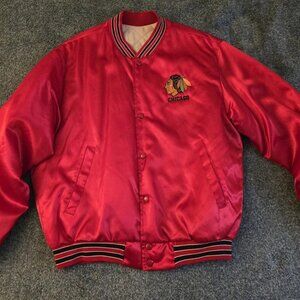 Vintage NHL Blackhawks Swingster Jacket Mens Large Red Snap Stitched Made In USA